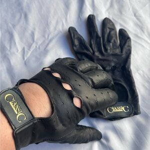 Black Leather Riding Gloves 100% Genuine Leather Size Small Made In Korea